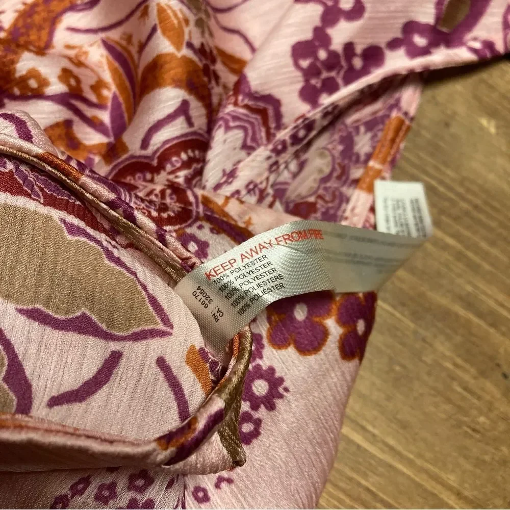 Free People Weekend In Montauk Tank Top Large Smocked Crop Tie Strap NWT Pink